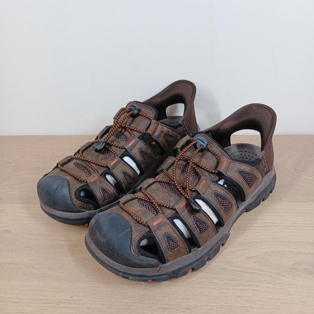 Skechers Slip-ins Fisherman Sandals Mens 10 Brown Synthetic Rugged Outdoor Shoes